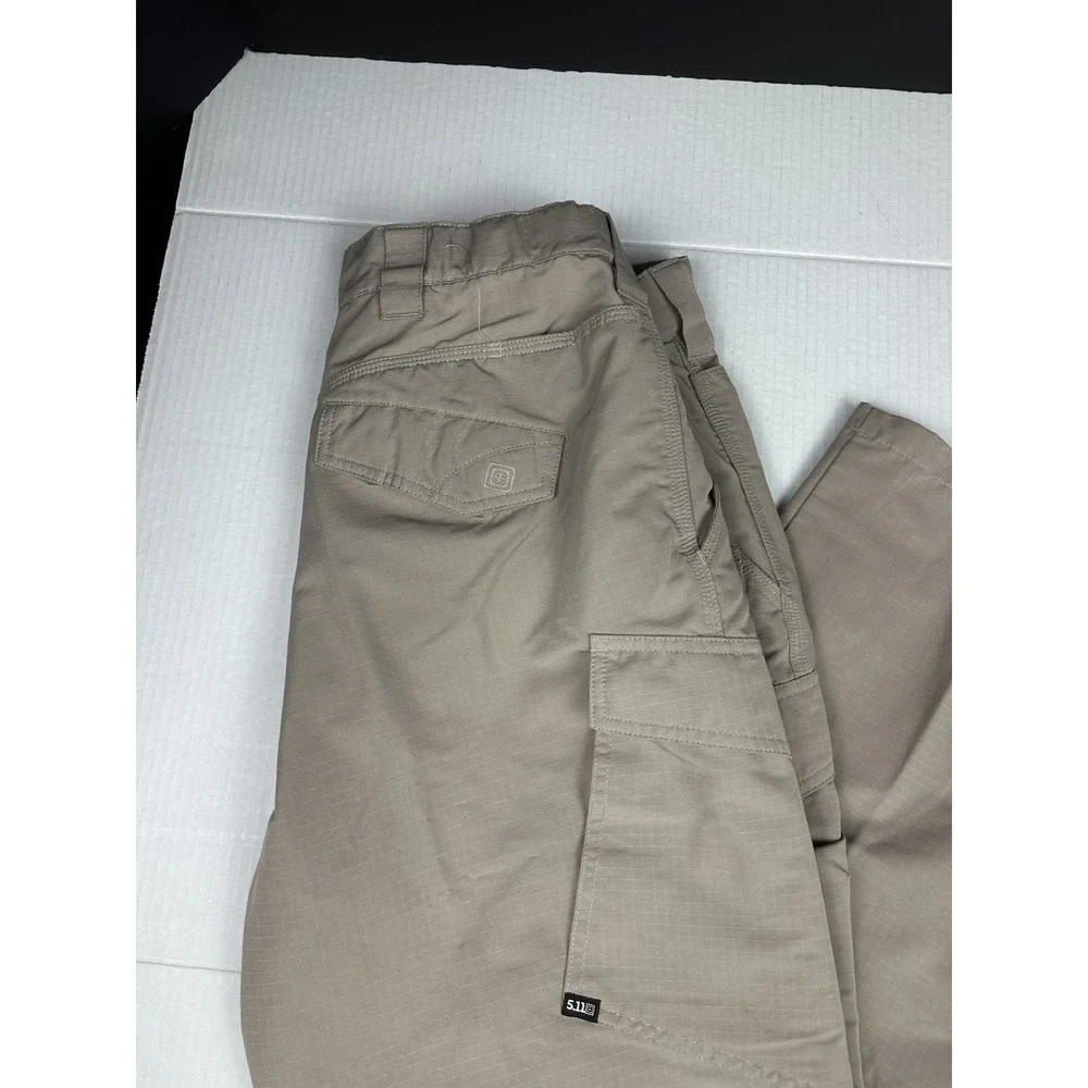 5.11 Tactical Fast-Tac Cargo Pants Mens 36x30 Beige Ripstop Work Trousers 74439